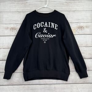 Crooks and Castles Cocaine and Caviar Crewneck Sweatshirt Mens Large Black